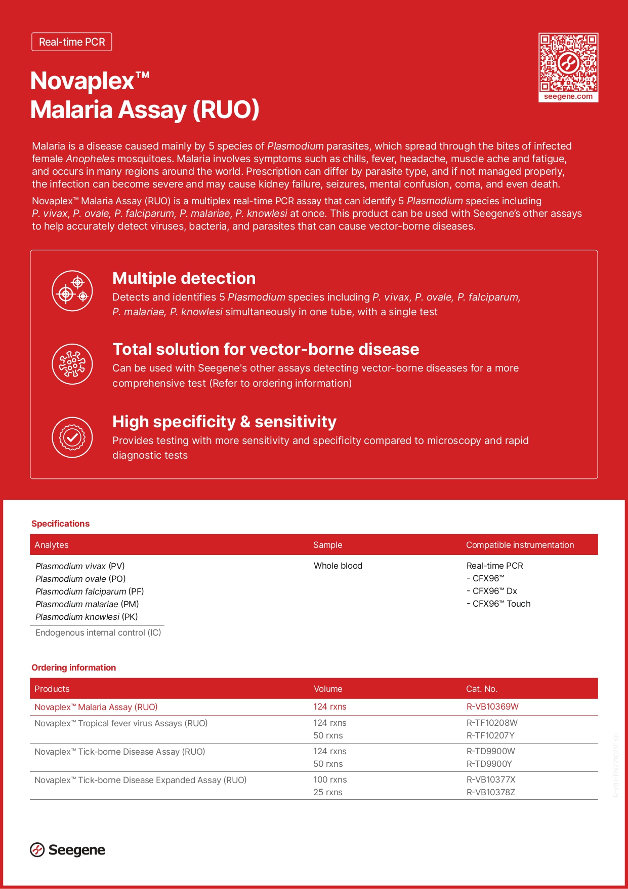 Novaplex&trade; Malaria Assay (RUO)